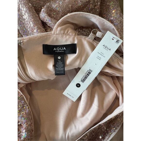 NWT Aqua Formal Gold Sparkly Sequin One Shoulder Dress - Picture 6 of 6